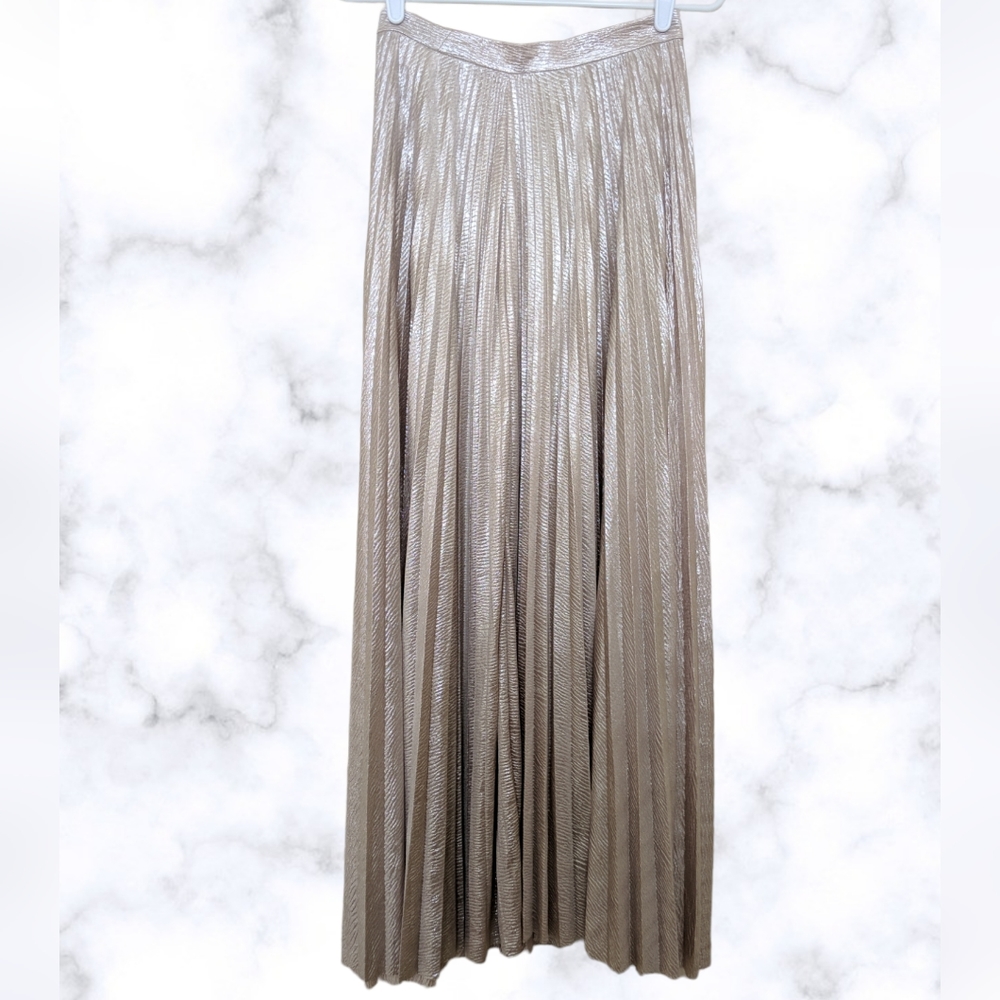 Alexis Shimmer Pleat Maxi Skirt in Champaign